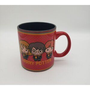 Harry Potter Coffee Mug, Red & Black, Cartoon Harry Hermione Ron, 20 oz, Ceramic